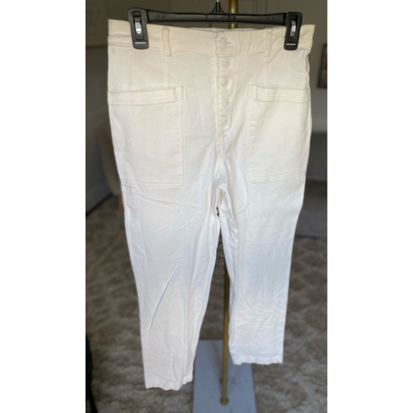 Skies Are Blue White Jeans Denim Crop Cotton Resort Vaca Button Fly Hampton Boho - Picture 5 of 7